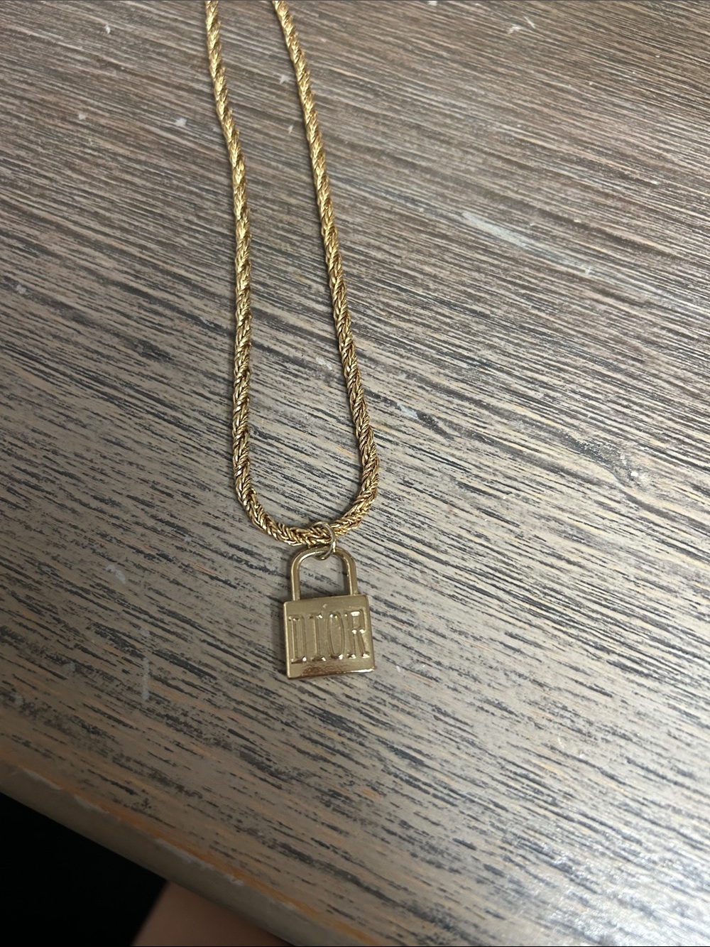 Dior Gold-Tone Mini Padlock Charm Necklace - Picture 2 of 4